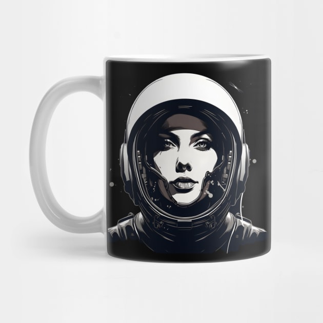 Black and white-themed female astronaut by UKnowWhoSaid